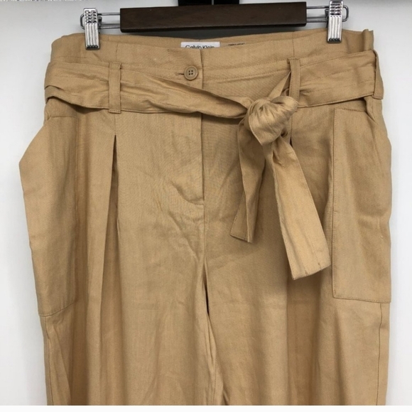 NWT Calvin Klein Tan Paperbag Trousers size 14 - Picture 2 of 6
